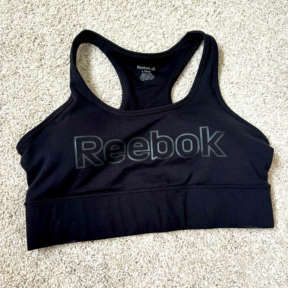 Reebok Sports Bra Black Large Athletic Fitted